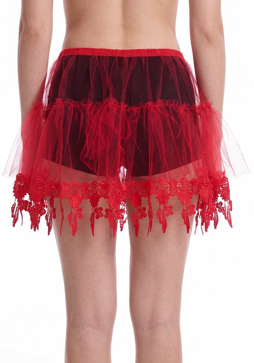 Women's Red Petticoat with Tear Drop Lace Accessory - US 7362