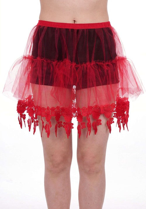 Women's Red Petticoat with Tear Drop Lace Accessory - US 7362