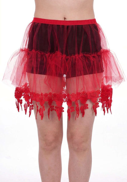 Women's Red Petticoat with Tear Drop Lace Accessory - US 7362