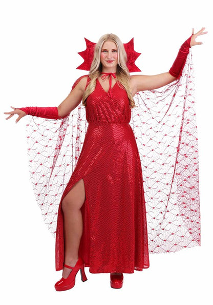 54-Inch Women's Red Spider Web Costume Cape - US 8559