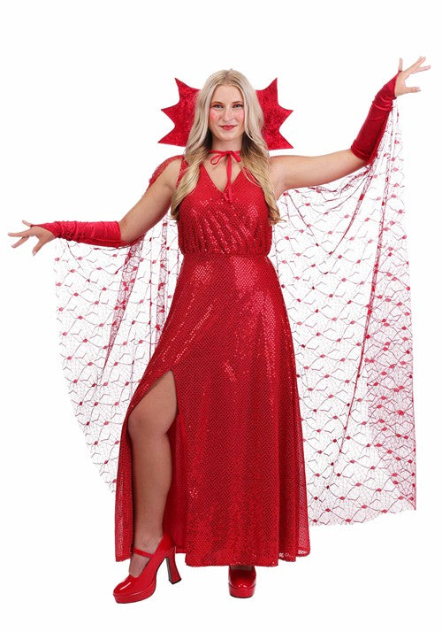 54-Inch Women's Red Spider Web Costume Cape - US 8559