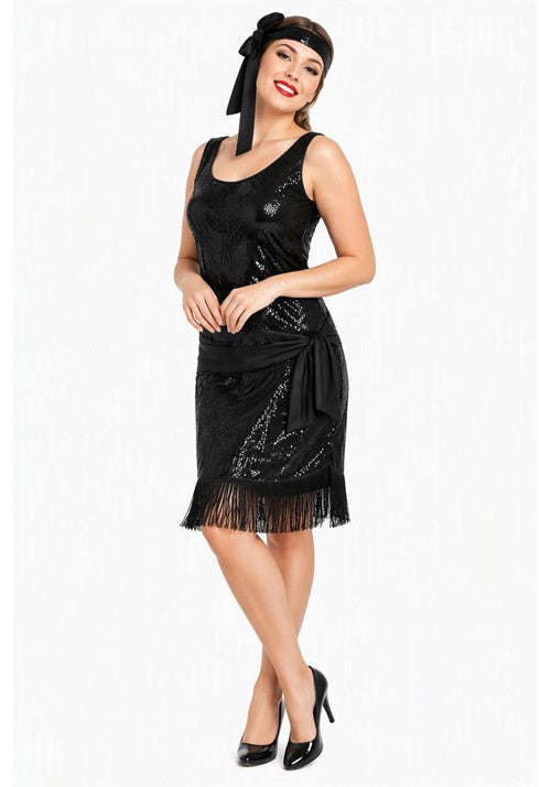 Women's Roaring 20's Black Flapper Costume Dress - US 2085
