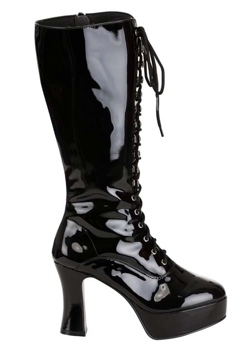 Women's Sexy Black Faux Leather Knee High Boots - US 7103