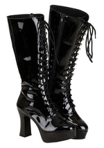 Women's Sexy Black Faux Leather Knee High Boots - US 7103