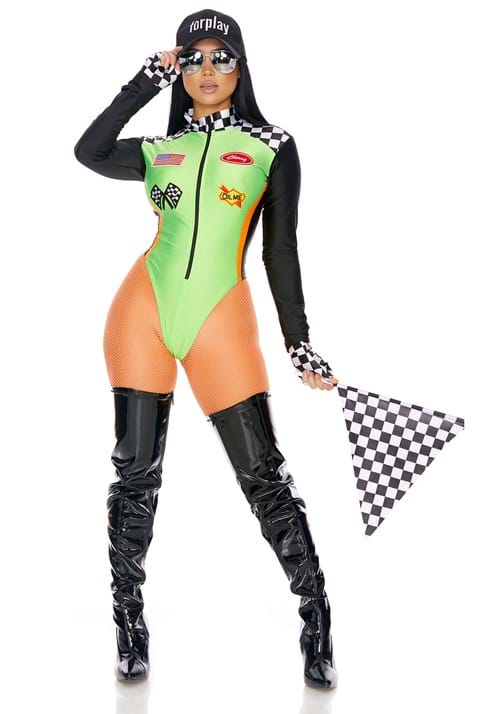 Sexy Green Racecar Driver Costume for Women - US 4352