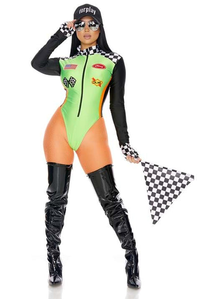 Sexy Green Racecar Driver Costume for Women - US 4352