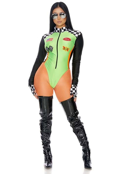Sexy Green Racecar Driver Costume for Women - US 4352
