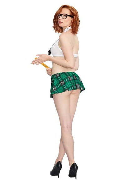 Women's Sexy Mesh Green Schoolgirl Costume - US 2483