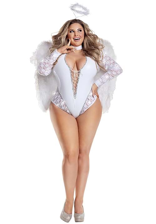 Plus Size Sexy Sparkle Angel Costume for Women - US 5402