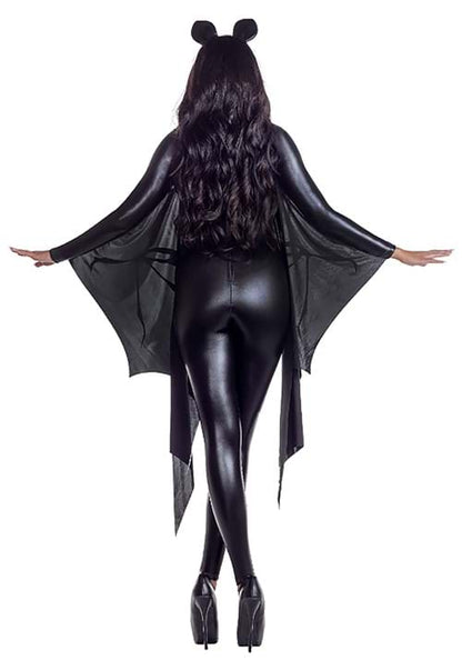 Women's Sexy Skeleton Bat Jumpsuit Costume with Attached Wings - US 3012