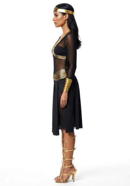 Women's Sheer Black Gold Cleopatra Costume - US 1057