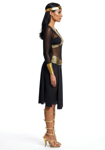 Women's Sheer Black Gold Cleopatra Costume - US 1057