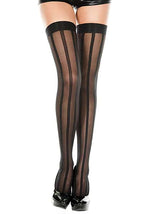 Sheer Stripe Black Thigh Highs Tights for Women - US 5264