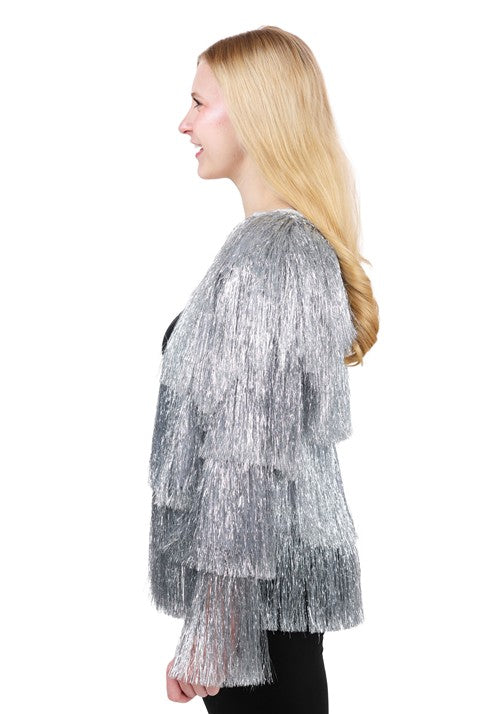 Women's Silver Fringe 1970s Costume Jacket - US 4643