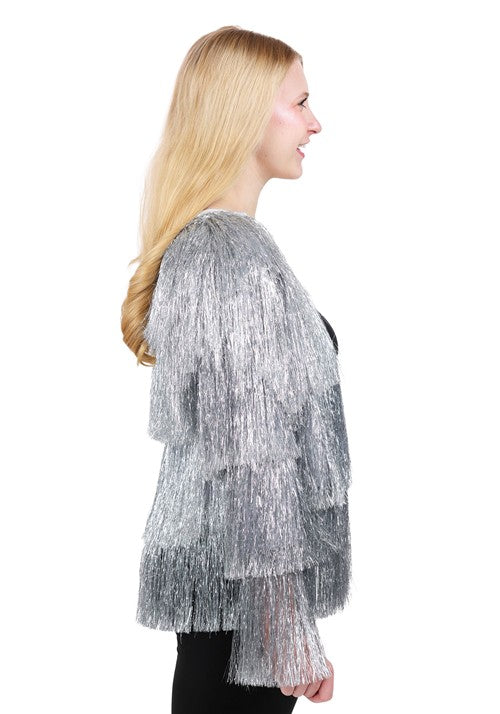 Women's Silver Fringe 1970s Costume Jacket - US 4643