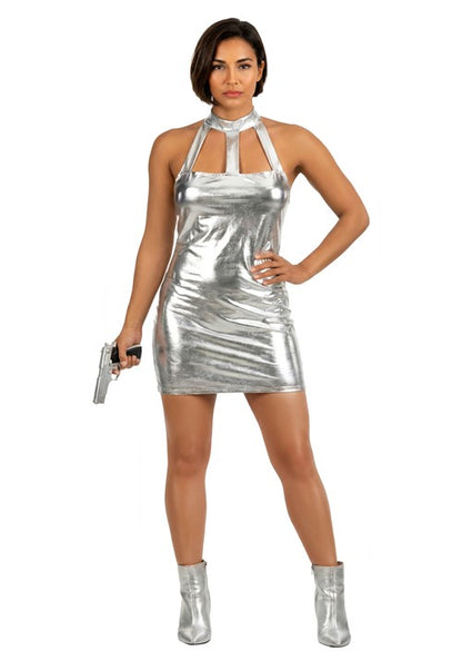 Women's Silver Secret Agent Cyborg Costume - US 5311