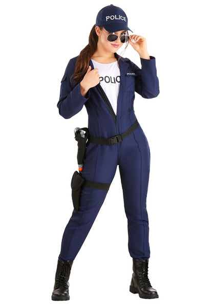 Women's Plus Size Tactical Cop Jumpsuit Costume - US 9281