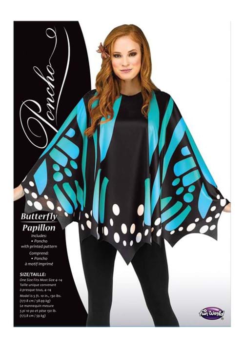 Teal Butterfly Poncho for Women - US 0588