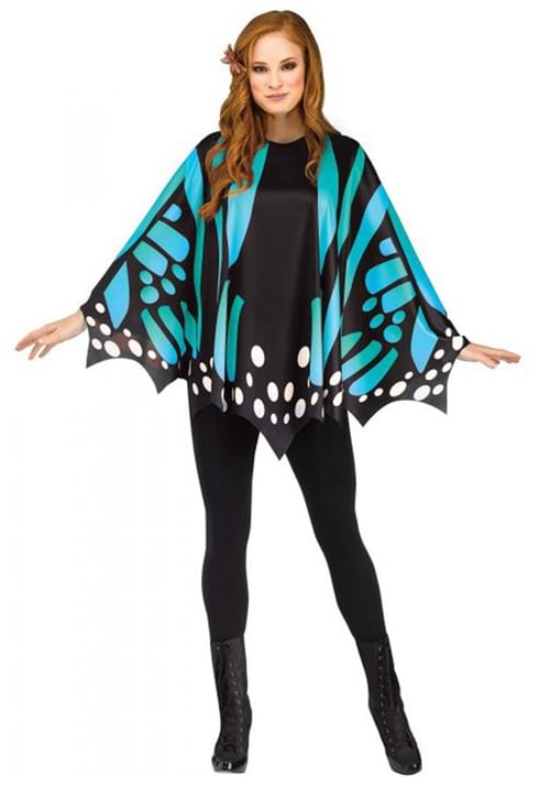 Teal Butterfly Poncho for Women - US 0588