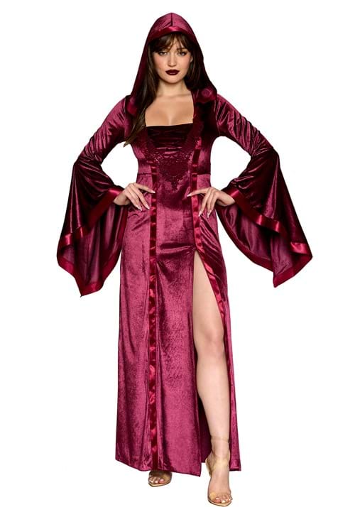 Velvet Hooded Renaissance Maiden Costume for Women - US 8118