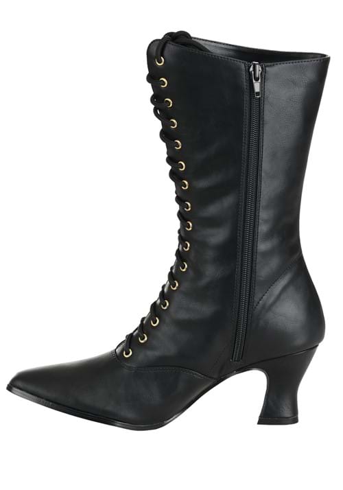 Women's Victorian Black Heeled Costume Boots - US 7678