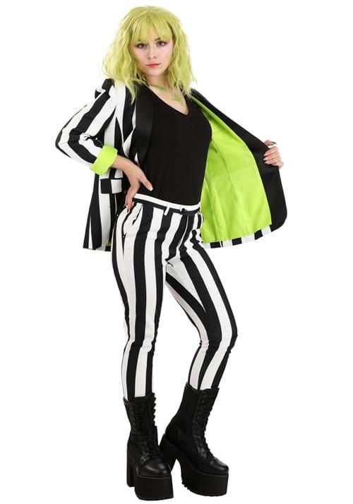White and Black Stripe Blazer for Women - US 4502