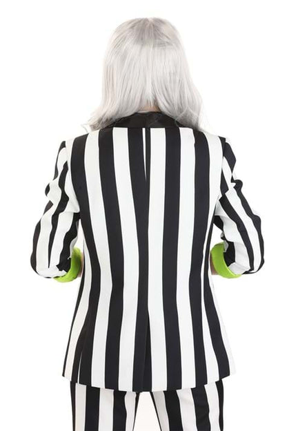 White and Black Stripe Blazer for Women - US 4502