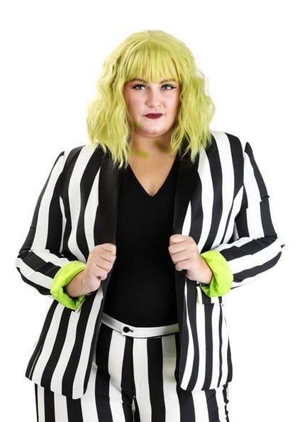 White and Black Stripe Blazer for Women - US 4502