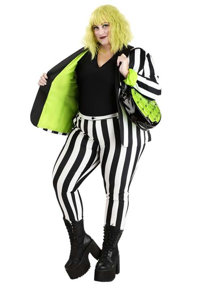 White and Black Stripe Blazer for Women - US 4502