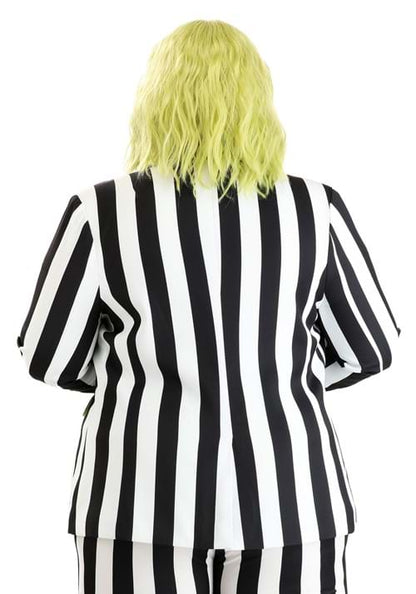 White and Black Stripe Blazer for Women - US 4502