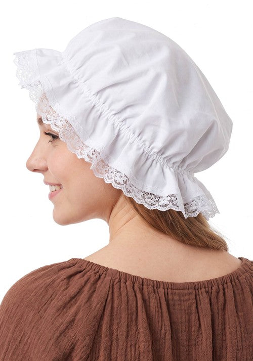 Women's White Costume Mobcap Accessory - US 1880