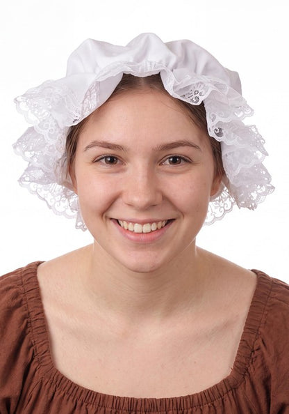 Women's White Costume Mobcap Accessory - US 1880