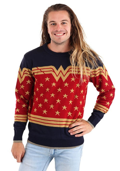 Wonder Woman Dark Blue Ugly Christmas Sweater for Adults - US 0295