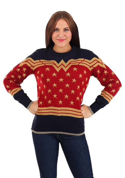 Wonder Woman Dark Blue Ugly Christmas Sweater for Adults - US 0295