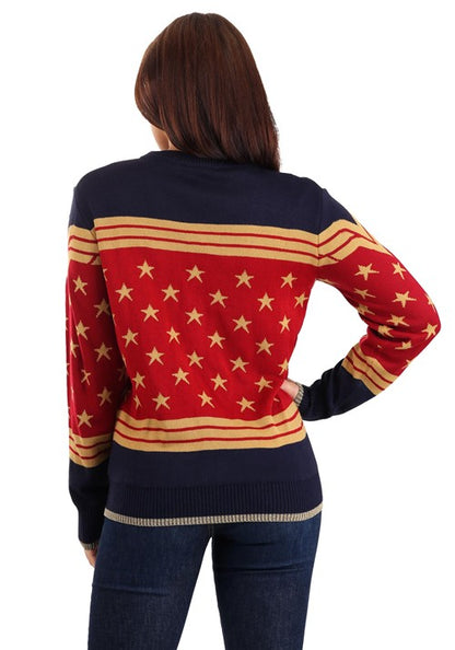 Wonder Woman Dark Blue Ugly Christmas Sweater for Adults - US 0295