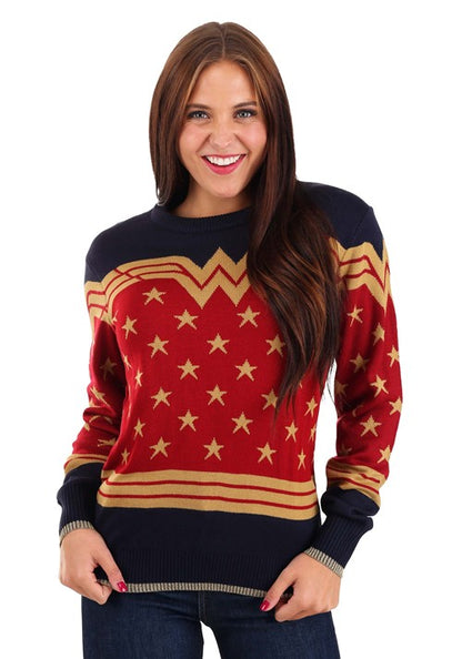 Wonder Woman Dark Blue Ugly Christmas Sweater for Adults - US 0295