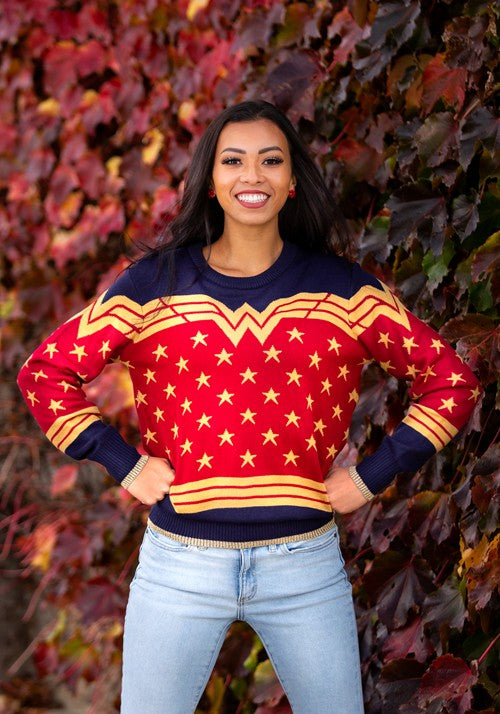 Wonder Woman Dark Blue Ugly Christmas Sweater for Adults - US 0295