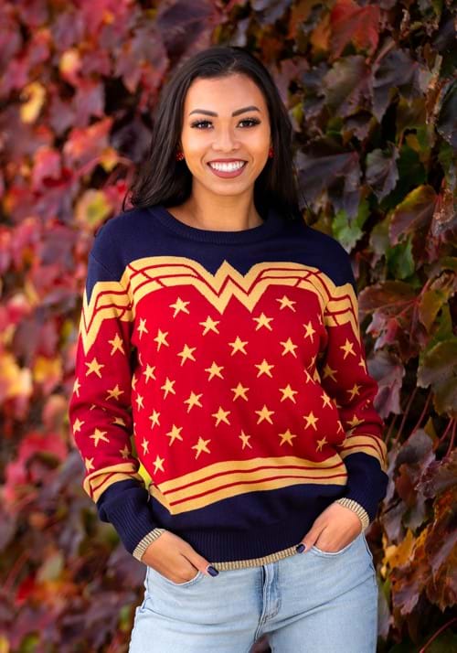 Wonder Woman Dark Blue Ugly Christmas Sweater for Adults - US 0295