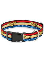 Wonder Woman Logo Stripes/Stars Dog Plastic Clip Collar - US 2859