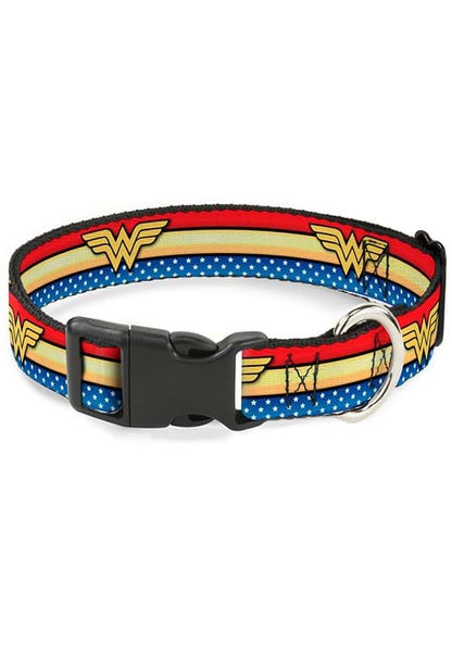Wonder Woman Logo Stripes/Stars Dog Plastic Clip Collar - US 2859