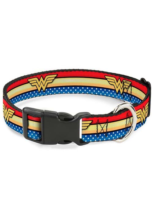 Wonder Woman Logo Stripes/Stars Dog Plastic Clip Collar - US 2859
