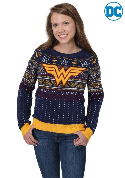 Wonder Woman Women's Navy Ugly Christmas Sweater - US 2398