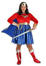 Plus Size Wonder Woman Long Sleeved Costume Dress for Women - US 4117