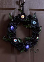 11-Inch Light Up Eyeballs Flower Halloween Wreath Decoration - US 8459